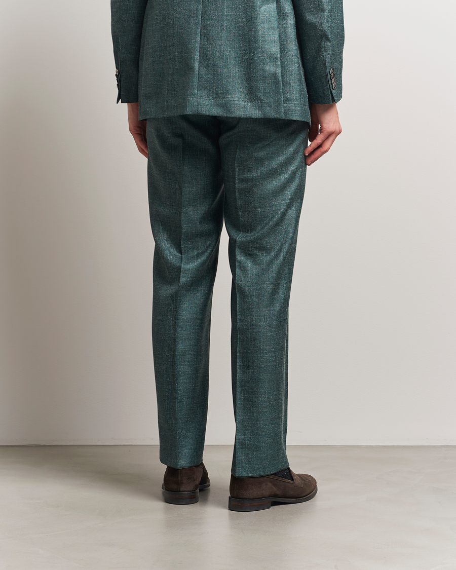 Hombres | Pantalones | Oscar Jacobson | Del S Wool/Silk/Linen Trousers Green