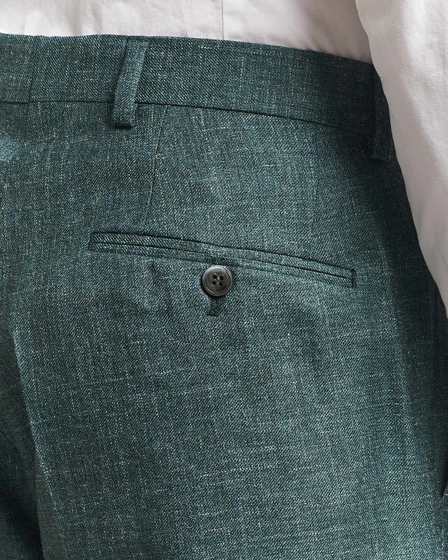 Hombres | Pantalones | Oscar Jacobson | Del S Wool/Silk/Linen Trousers Green