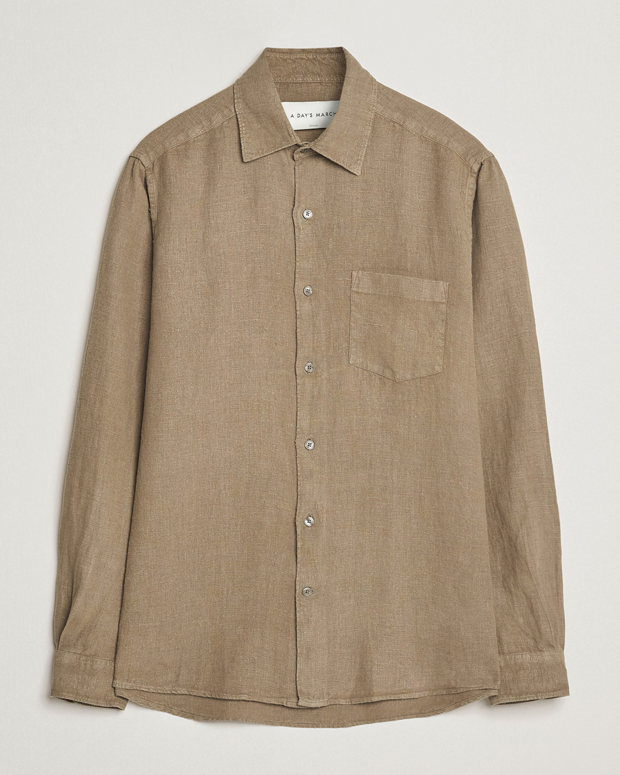 Hombres | Camisas | A Day's March | Abu Linen Shirt Clay