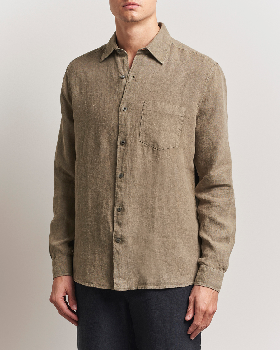 Hombres | Camisas | A Day's March | Abu Linen Shirt Clay