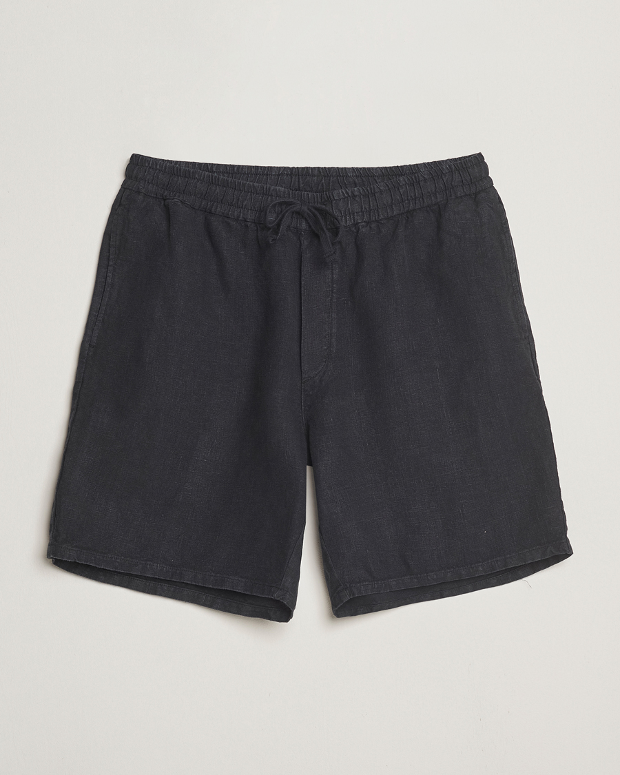 Hombres | Pantalones cortos | A Day's March | Ipu Linen Drawstring Shorts Off Black