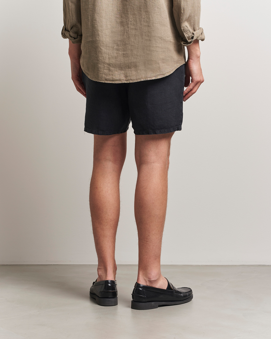 Hombres | Pantalones cortos | A Day's March | Ipu Linen Drawstring Shorts Off Black