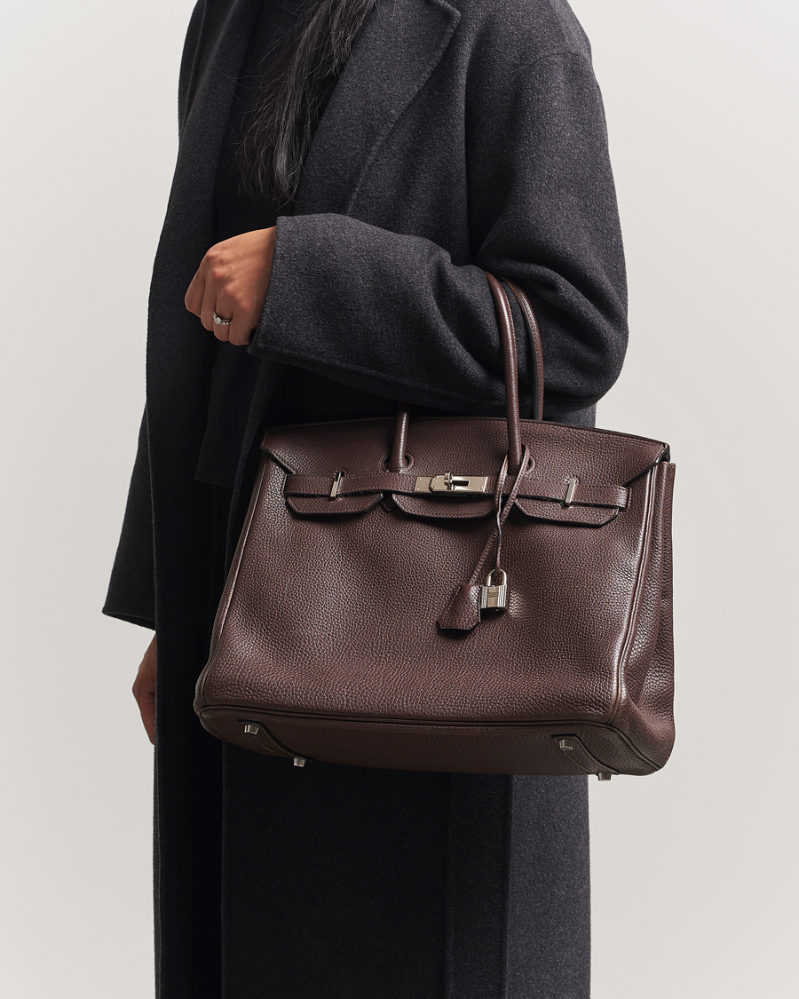 Hombres | Hermès Pre-Owned Birkin 35 Taurillon Clémence Ebène | Hermès Pre-Owned | Birkin 35 Taurillon Clémence Ebène