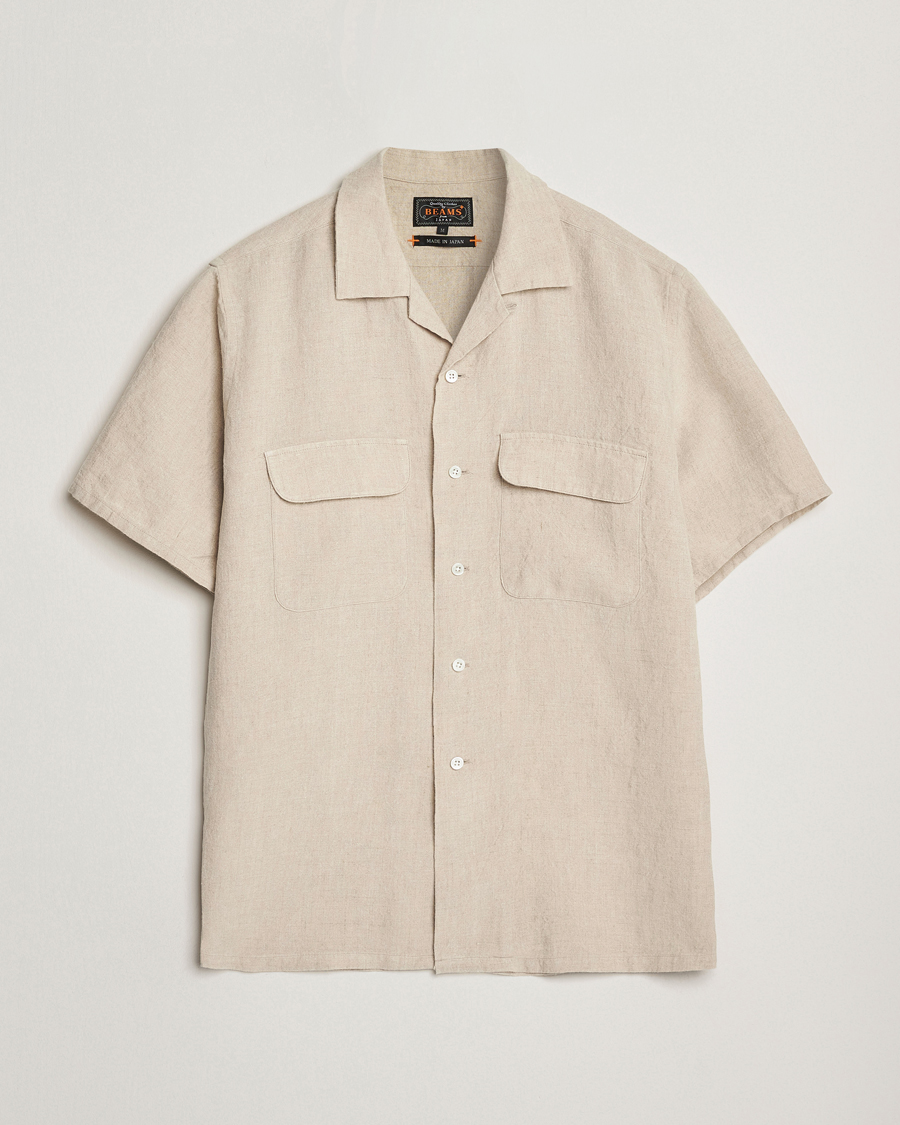 Hombres | Camisas | BEAMS PLUS | Short Sleeve Linen Camp Shirt Beige