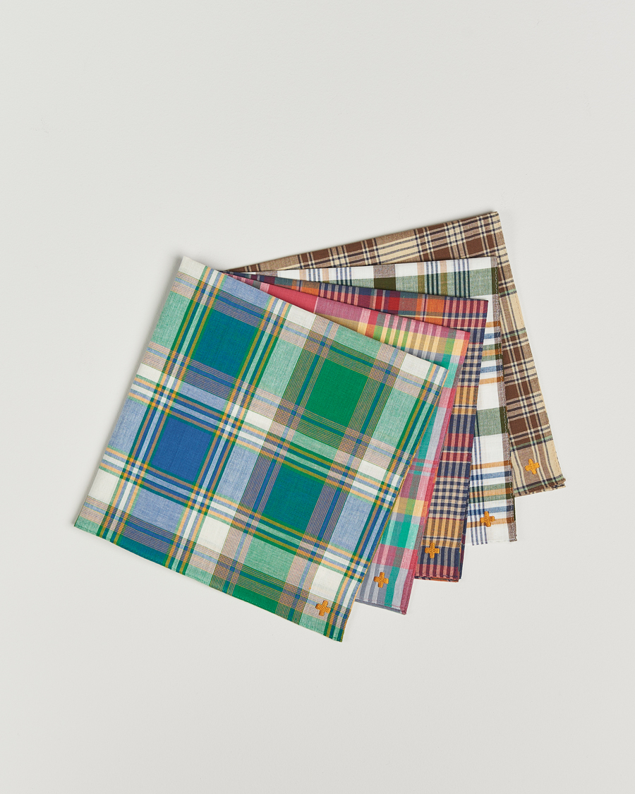 Hombres | BEAMS PLUS 5-Pack Madras Handkerchiefs Multi Color | BEAMS PLUS | 5-Pack Madras Handkerchiefs Multi Color