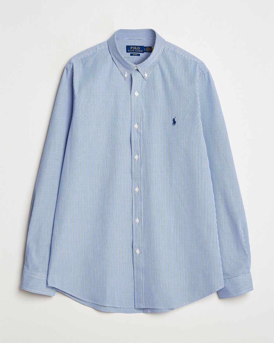 Hombres | Camisas | Polo Ralph Lauren | Slim Fit Poplin Shirt Blue/White Hairline Stripe