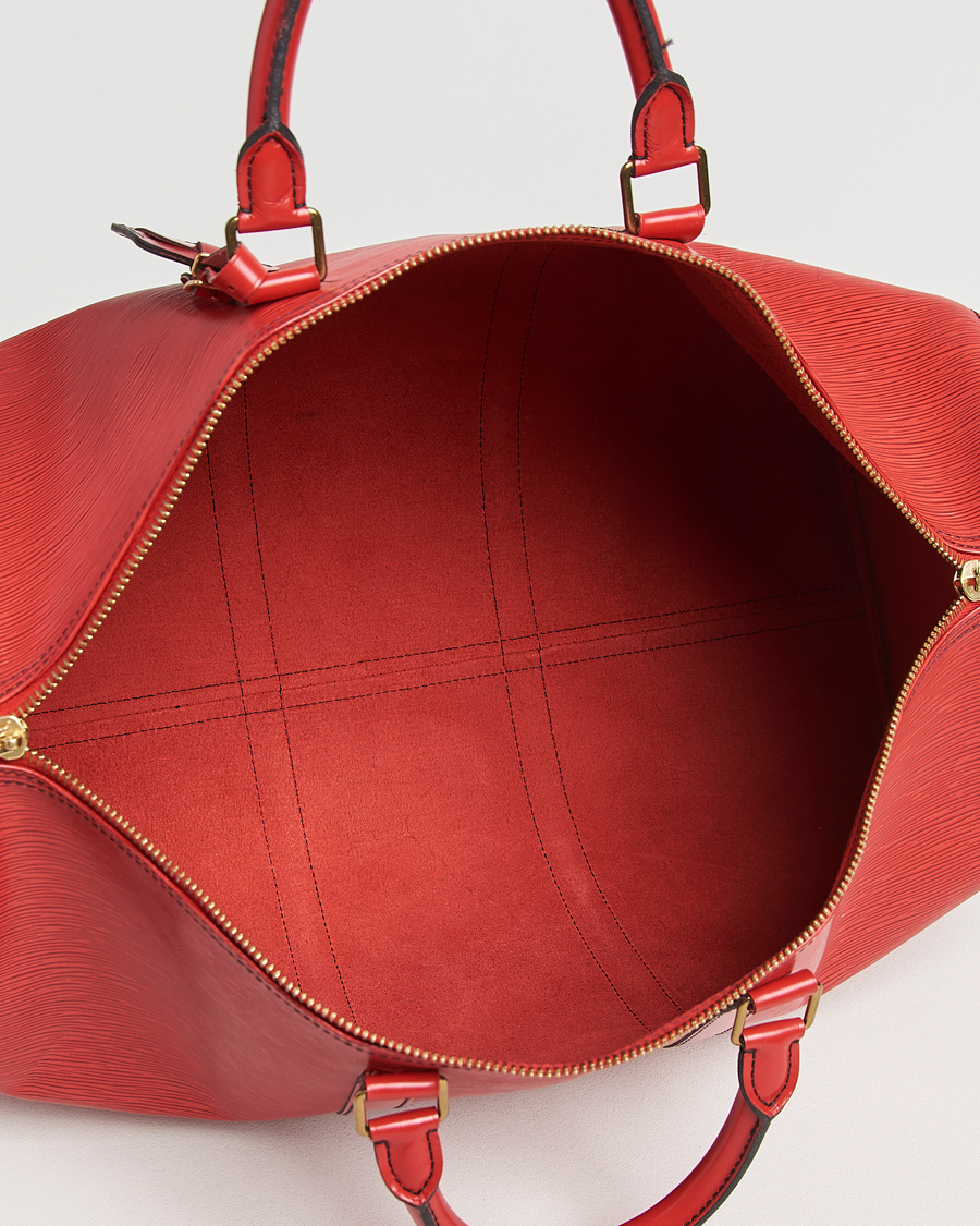 Hombres | Louis Vuitton Pre-Owned Keepall 50 Epi Leather Bag Red | Louis Vuitton Pre-Owned | Keepall 50 Epi Leather Bag Red