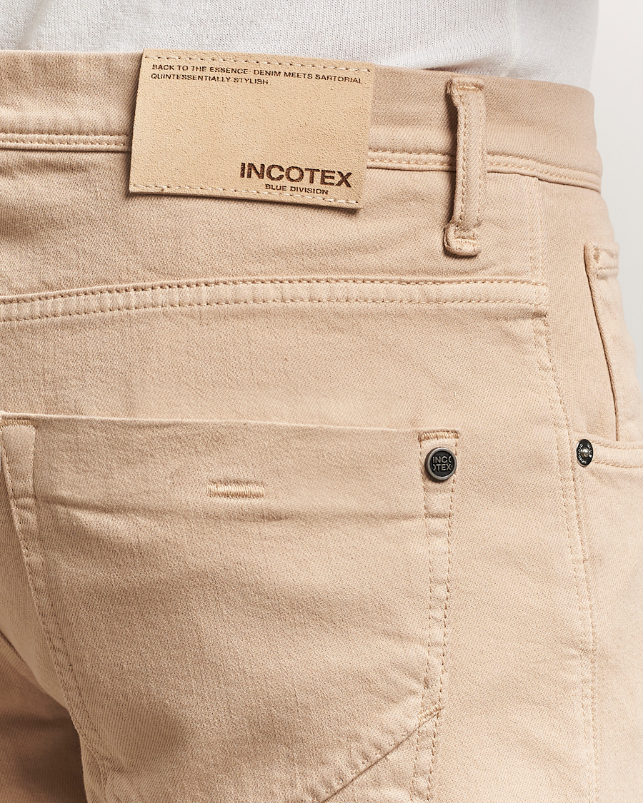 Hombres | Pantalones | Incotex | 5-Pocket Cotton Stretch Pants Beige