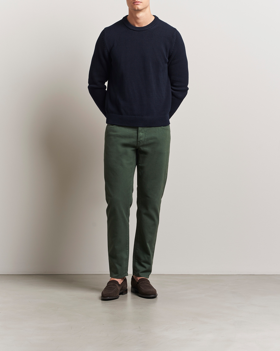Hombres | Pantalones | Incotex | 5-Pocket Cotton Stretch Pants Dark Green