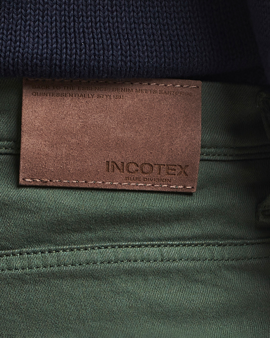 Hombres | Pantalones | Incotex | 5-Pocket Cotton Stretch Pants Dark Green