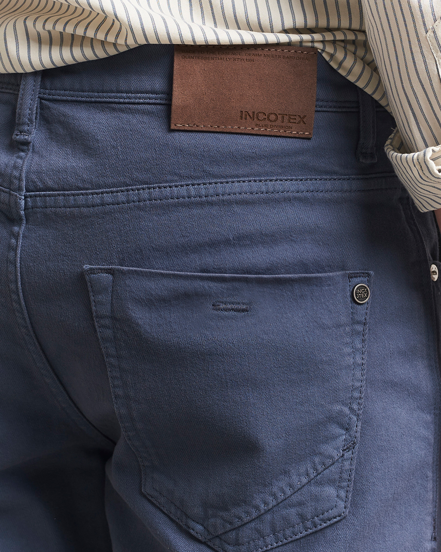 Hombres | Pantalones | Incotex | 5-Pocket Cotton Stretch Pants Dark Blue