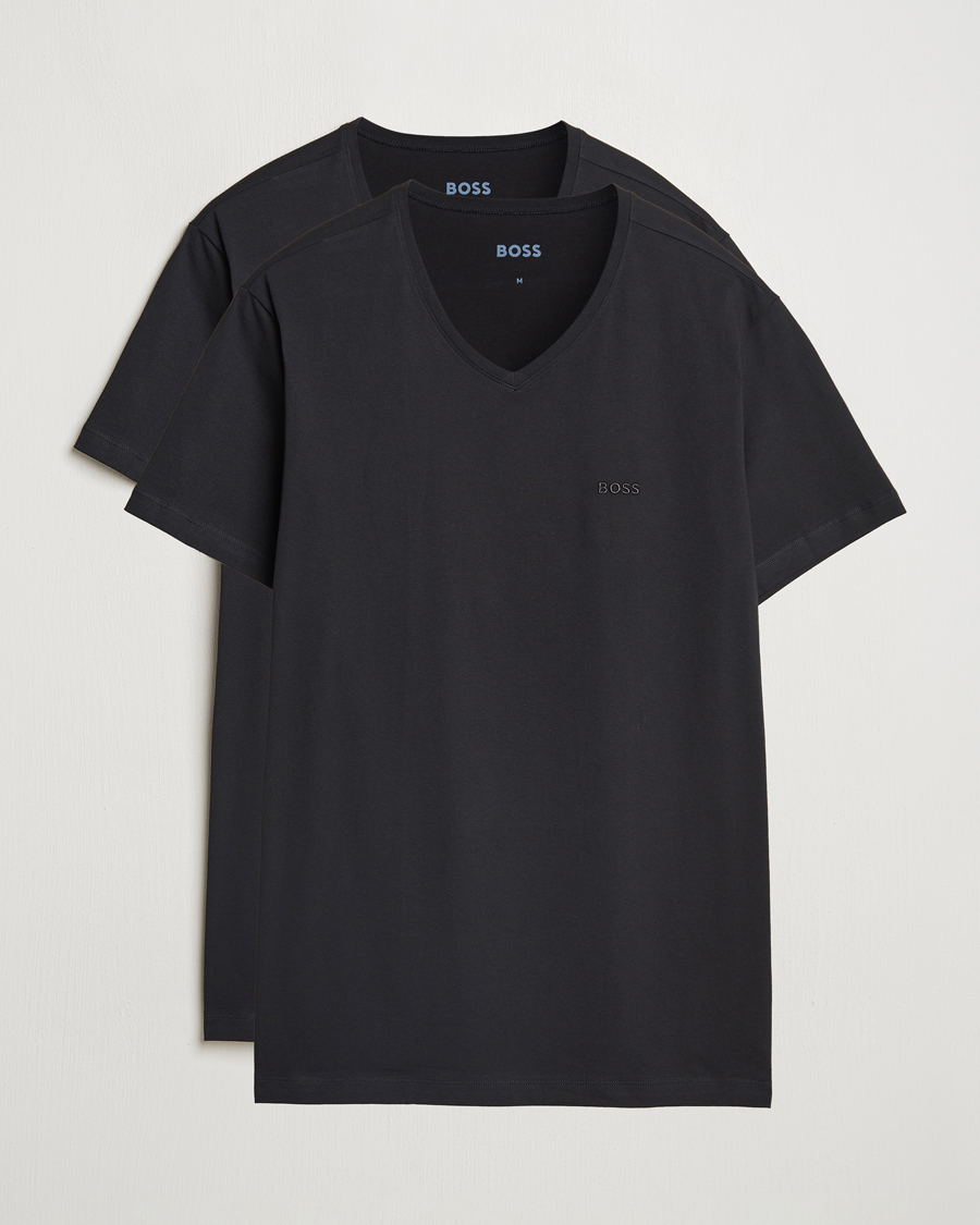 Hombres | Camisetas | BOSS BLACK | 2-Pack Relaxed Fit V-Neck T-Shirt Black