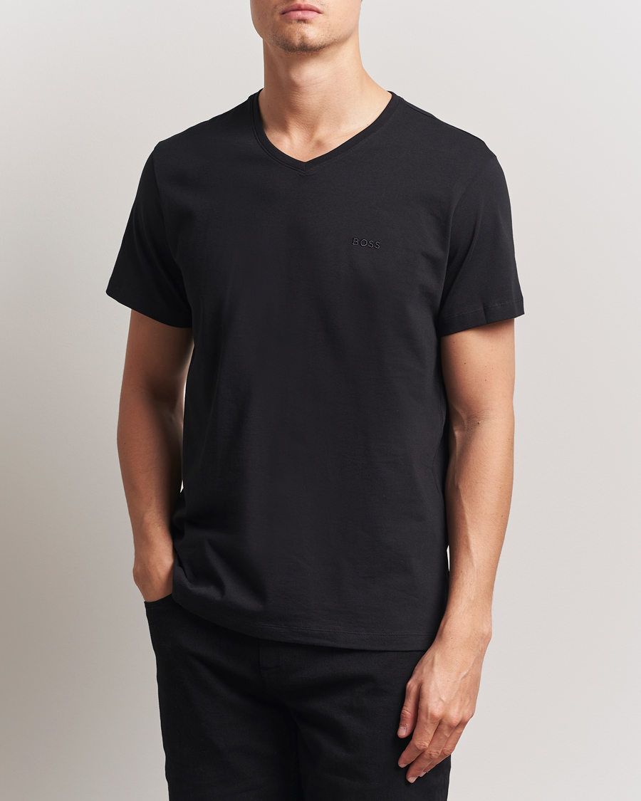 Hombres | Camisetas | BOSS BLACK | 2-Pack Relaxed Fit V-Neck T-Shirt Black