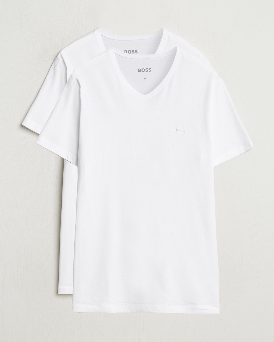 Hombres | Camisetas | BOSS BLACK | 2-Pack Relaxed Fit V-Neck T-Shirt White