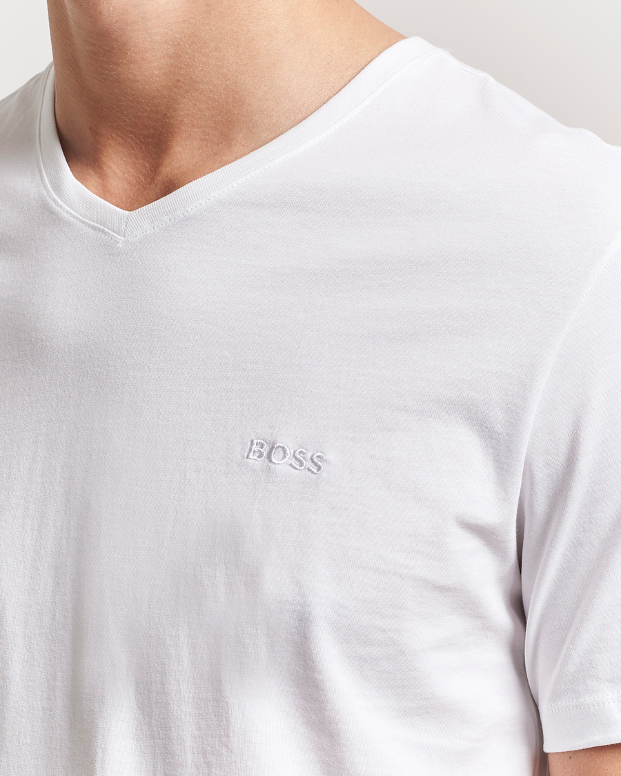 Hombres | Camisetas | BOSS BLACK | 2-Pack Relaxed Fit V-Neck T-Shirt White