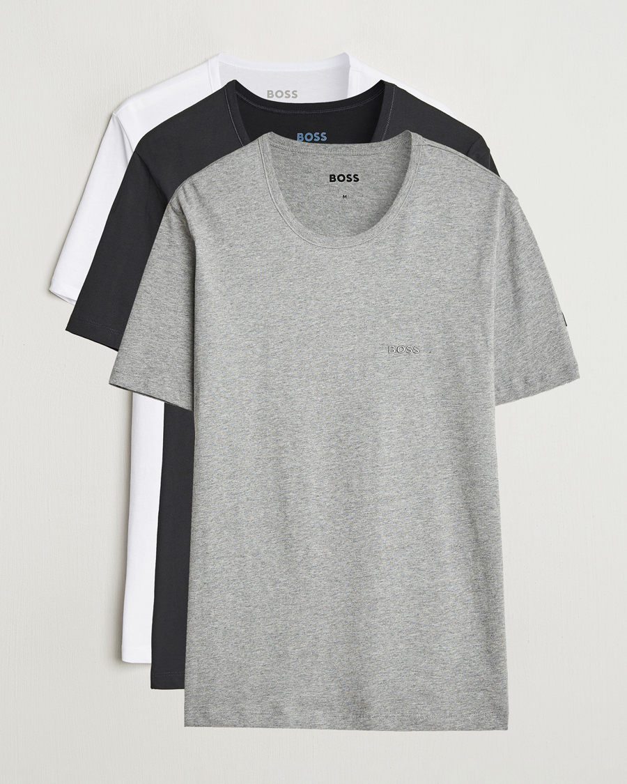 Hombres | Camisetas | BOSS BLACK | 3-Pack Crew Neck T-Shirt White/Grey/Black