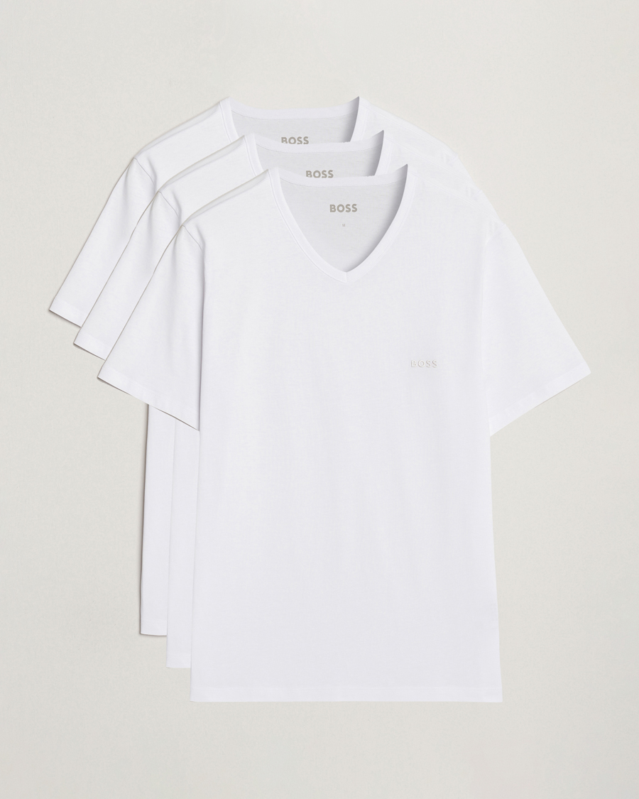 Hombres | Camisetas | BOSS BLACK | 3-Pack V-Neck T-Shirt White