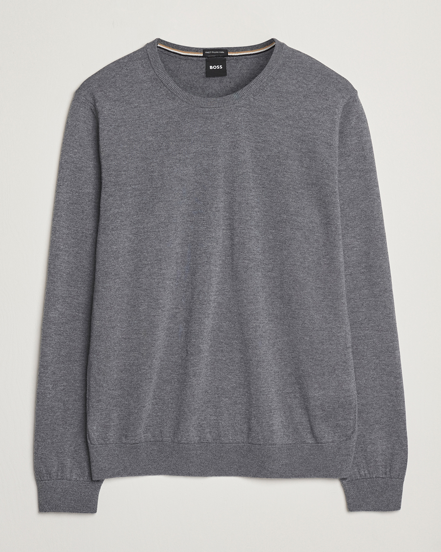 Hombres | Jerséis y prendas de punto | BOSS BLACK | Leno Wool Crew Neck Pullover Medium Grey