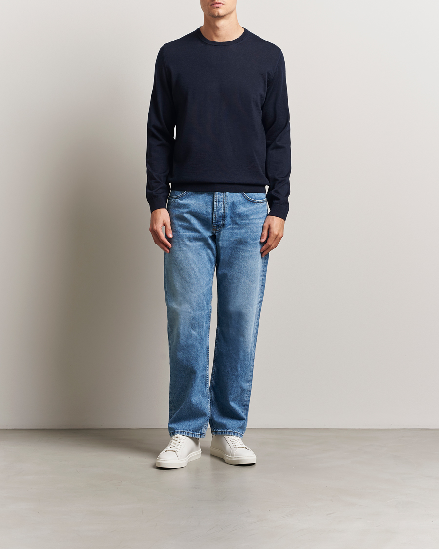 Hombres | Jerséis y prendas de punto | BOSS BLACK | Leno Wool Crew Neck Pullover Dark Blue