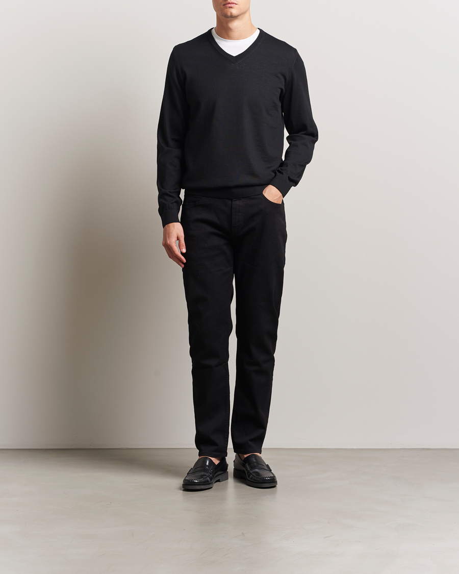 Hombres | Jerséis y prendas de punto | BOSS BLACK | Melba Wool V-Neck Pullover Black