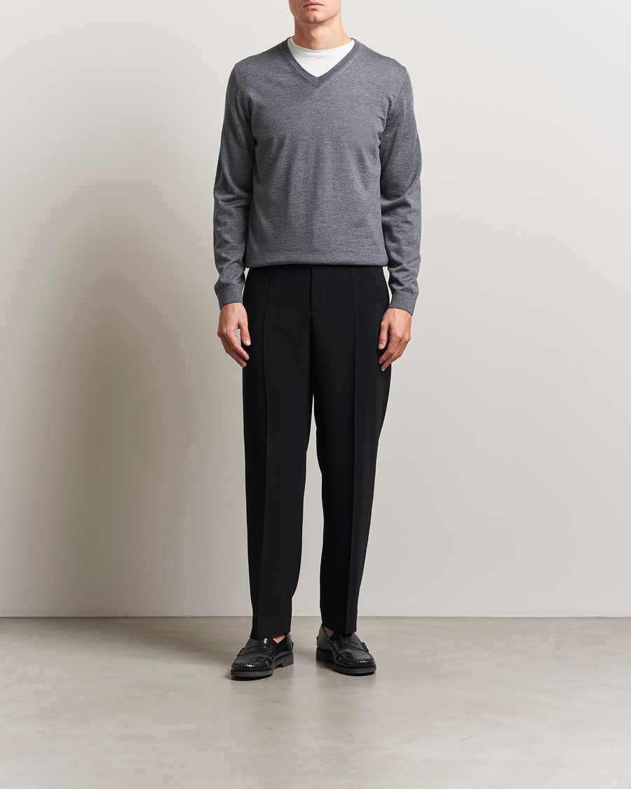 Hombres | Jerséis y prendas de punto | BOSS BLACK | Melba Wool V-Neck Pullover Medium Grey