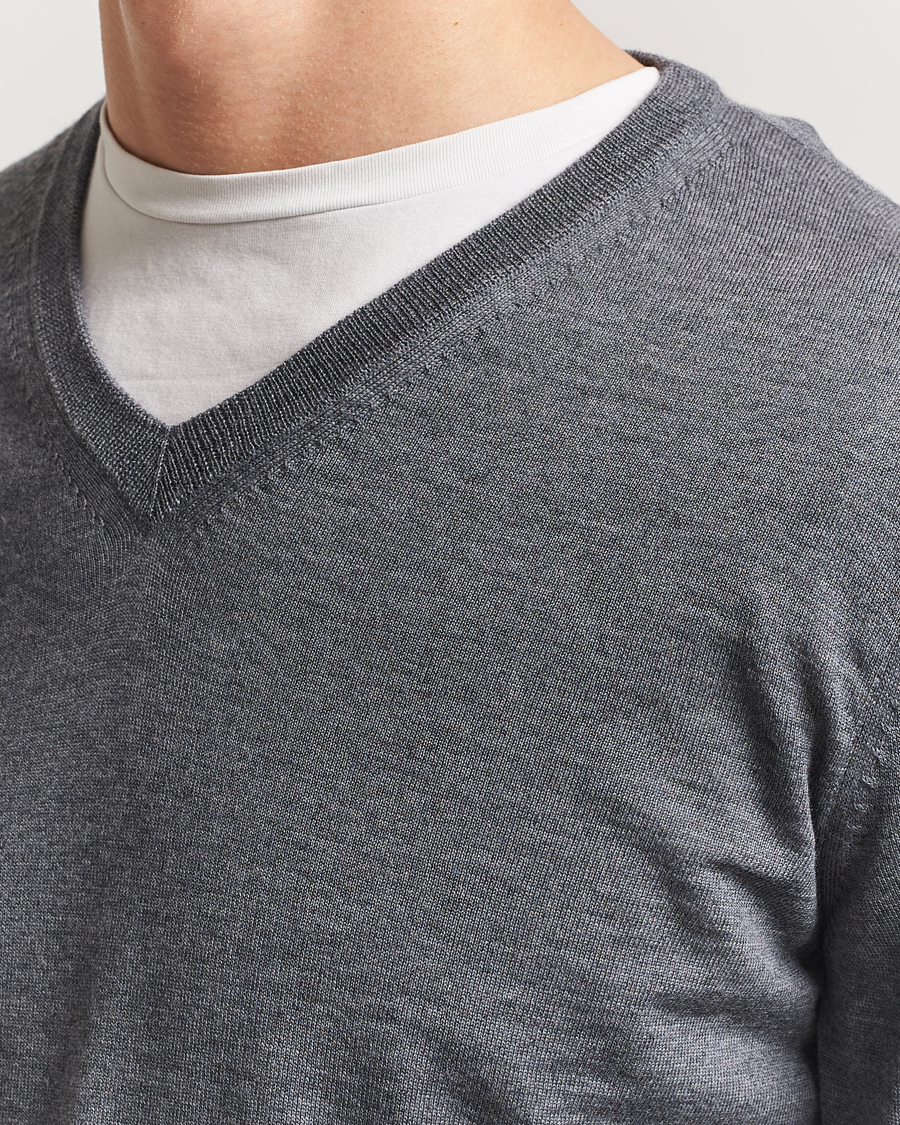 Hombres | Jerséis y prendas de punto | BOSS BLACK | Melba Wool V-Neck Pullover Medium Grey