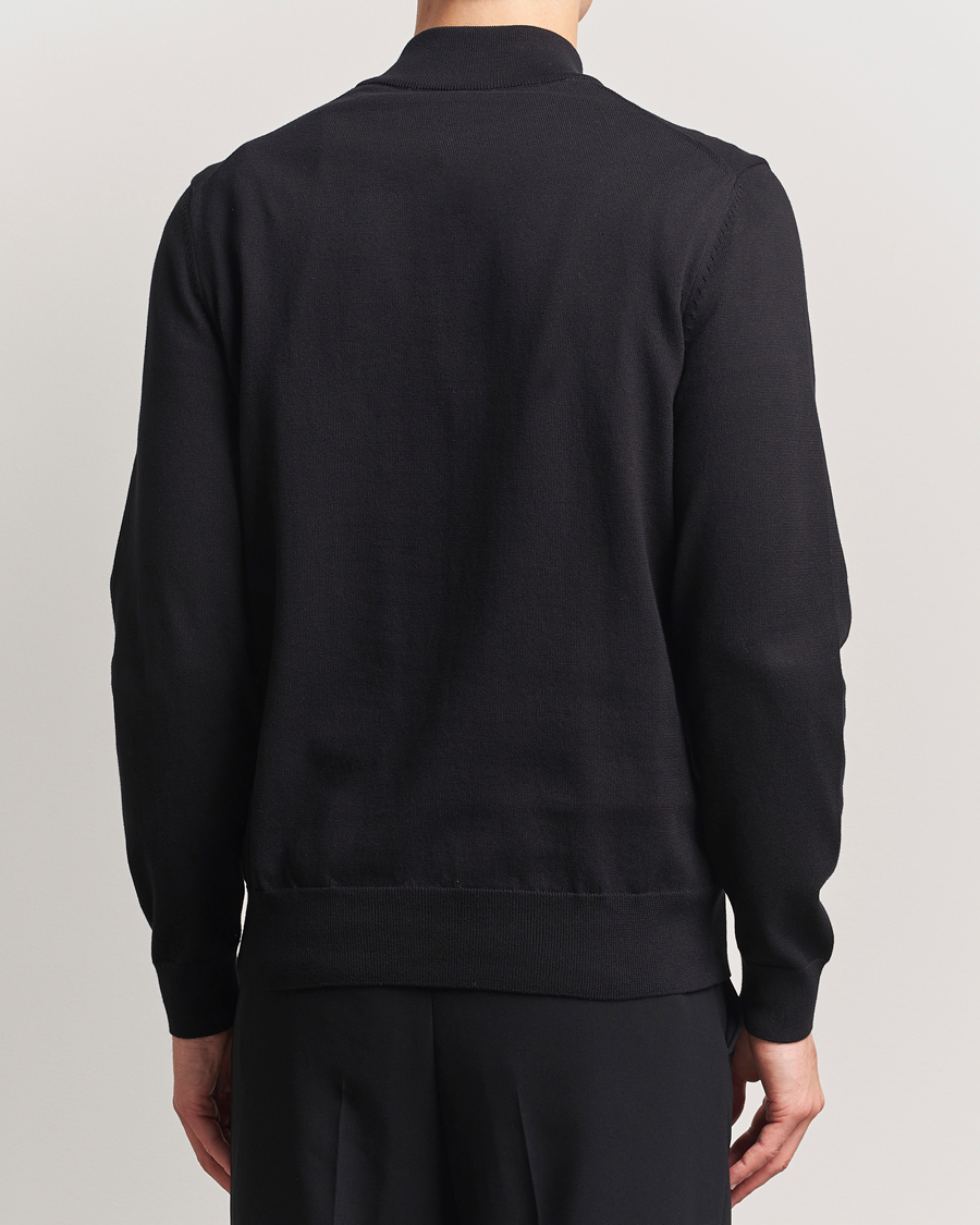 Hombres | Jerséis y prendas de punto | BOSS BLACK | Padro Cotton Knitted Half Zip Black