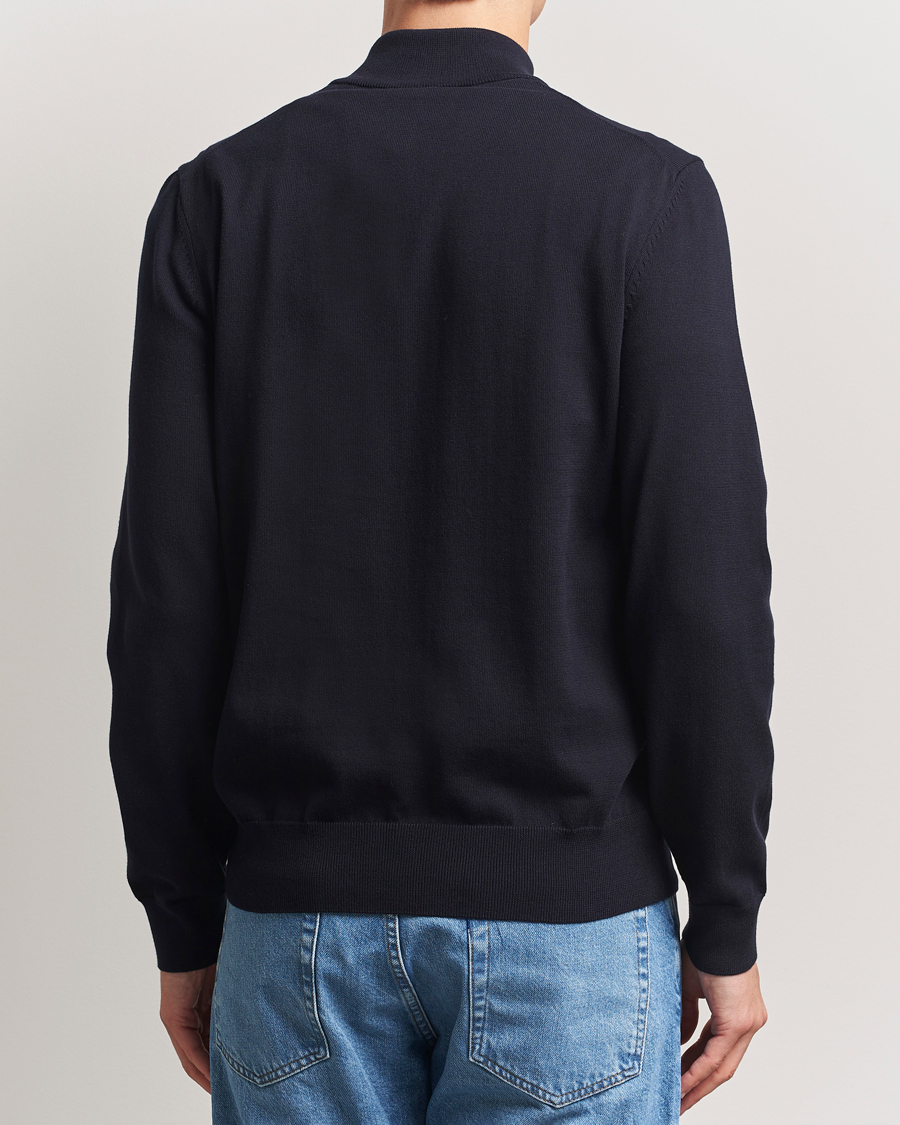 Hombres | Jerséis y prendas de punto | BOSS BLACK | Padro Cotton Knitted Half Zip Dark Blue