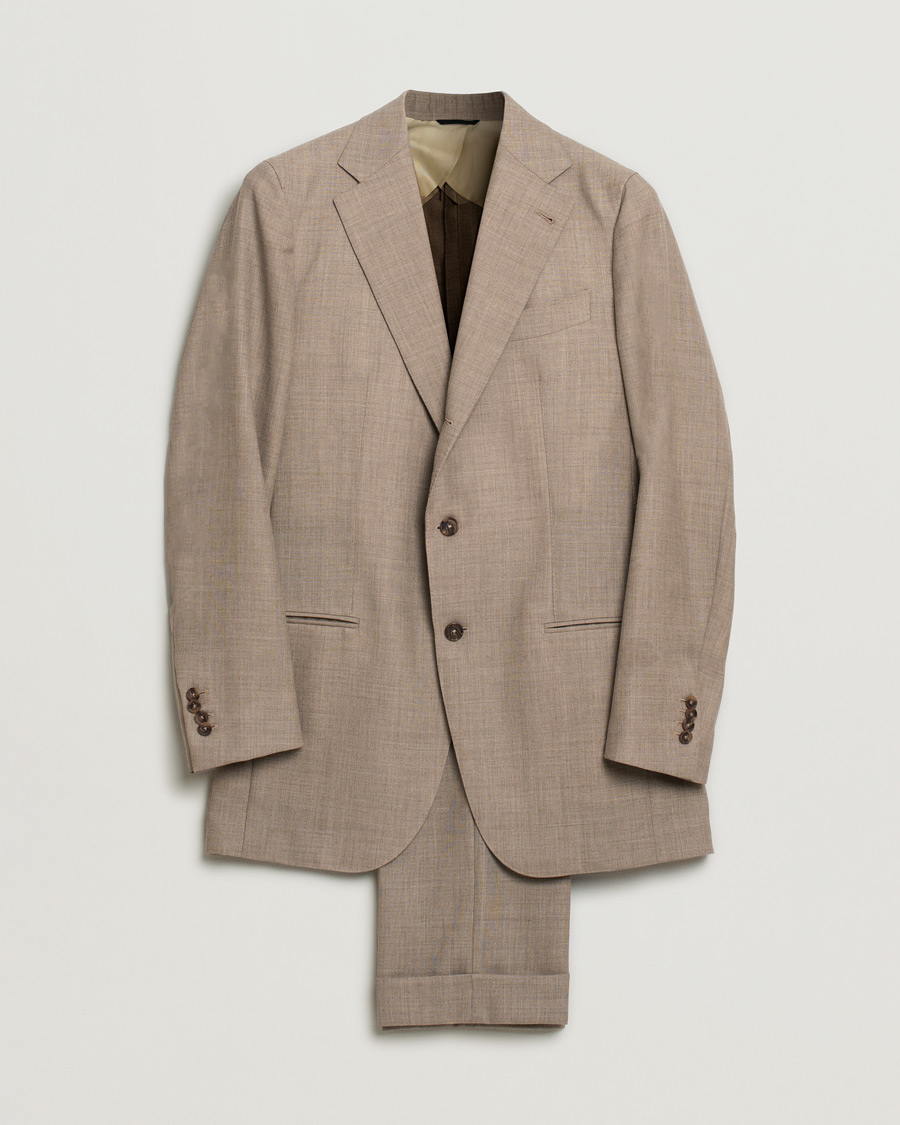 Hombres | Berg&Berg Dan Wool Suit Taupe Melange 50 | Pre-owned | Berg&Berg Dan Wool Suit Taupe Melange 50