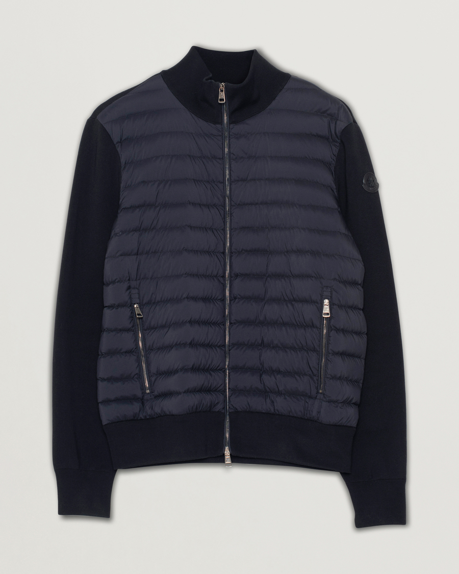 Hombres | Jerséis y prendas de punto | Pre-owned | Moncler Cardigan Down Hybrid Navy