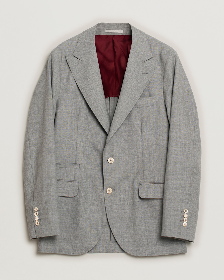 Hombres | Pre-owned Blazers | Pre-owned | Brunello Cucinelli Peak Lapel Wool Blazer Light Grey