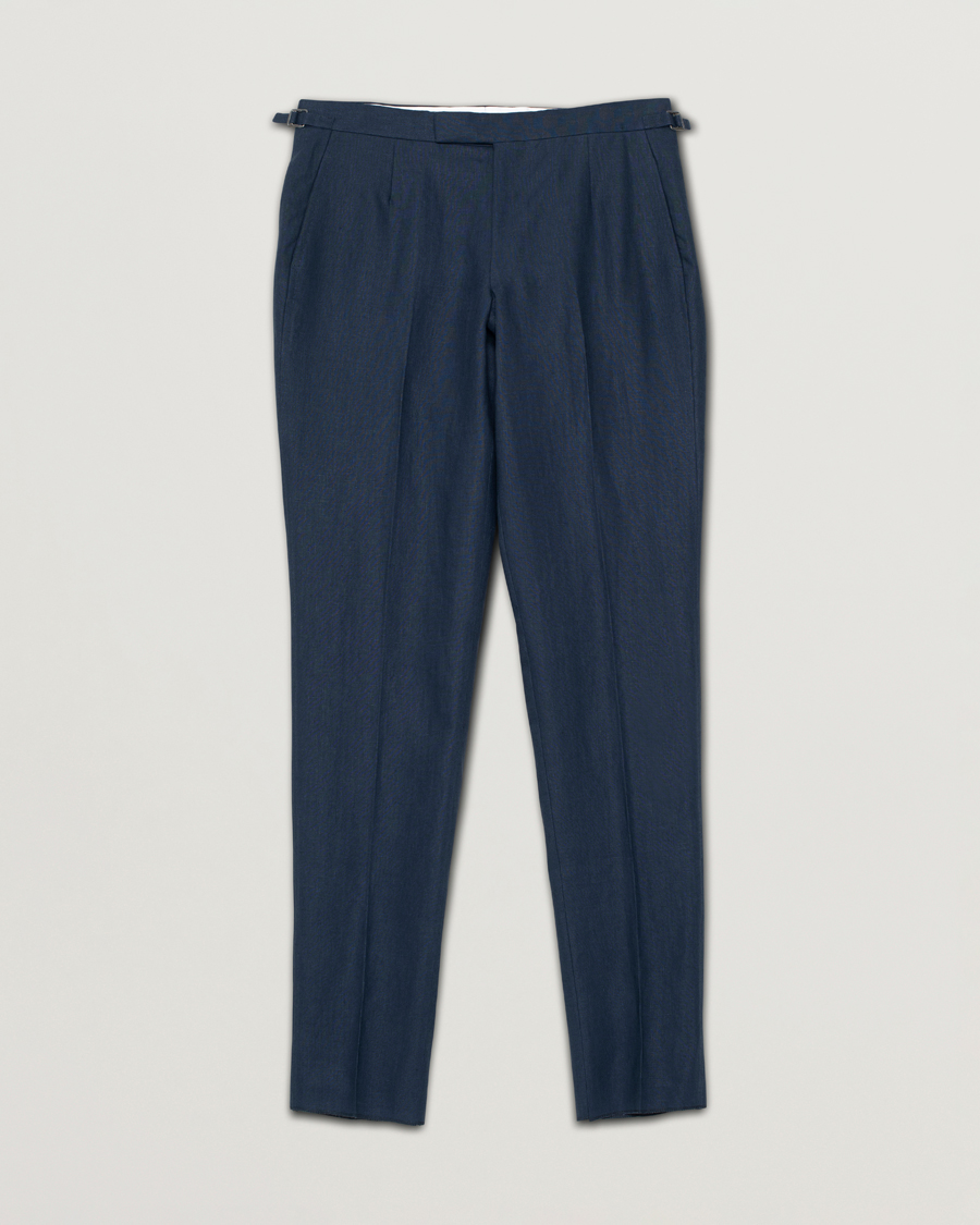 Hombres | Pantalones | Pre-owned | Anderson & Sheppard Blue Linen Trousers W34