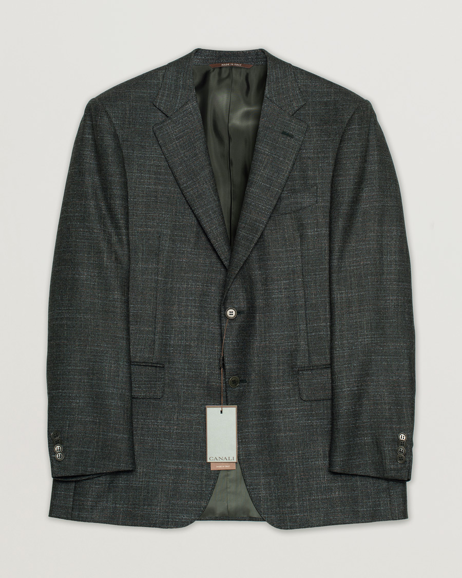 Hombres | Blazers | Pre-owned | Canali Silk/Cashmere Blazer Green Melange 50